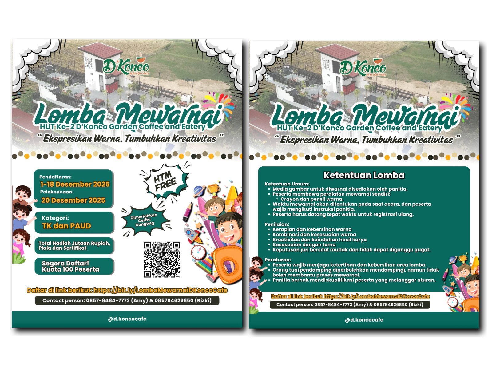 Semarak HUT Ke-2, D'Konco Cafe Bojonegoro Gelar Lomba Mewarnai Anak PAUD-TK