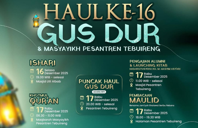 Simak..! Inilah Rangkaian Haul ke 16 Gus Dur dan Masyayikh Ponpes Tebuireng