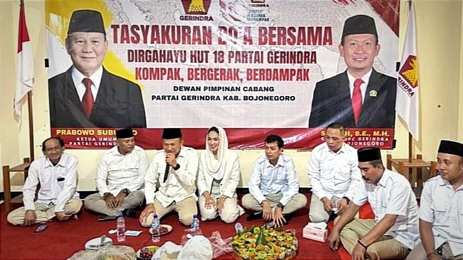 Peringati HUT Ke-18, Gerindra Bojonegoro Gelar Doa Bersama dan Santunan Anak Yatim