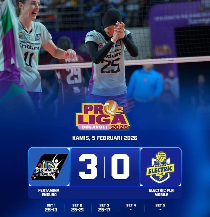 Hasil Proliga 2026 Putri: Pertamina Enduro Kalahkan Electric PLN 3-0