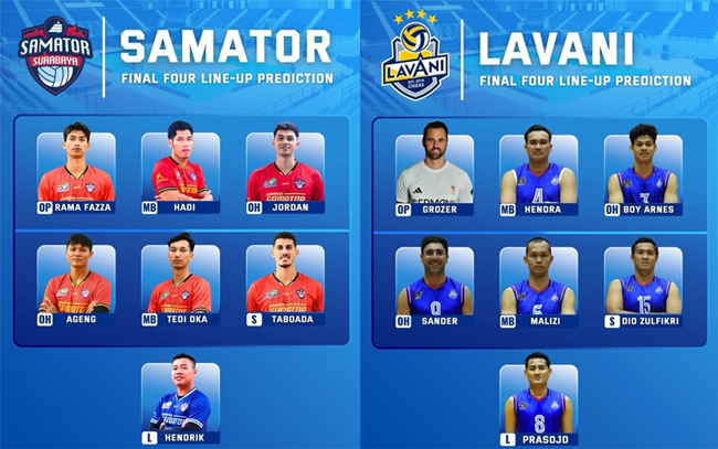 Inilah Susunan Pemain Surabaya Samator Vs Jakarta LavAni...