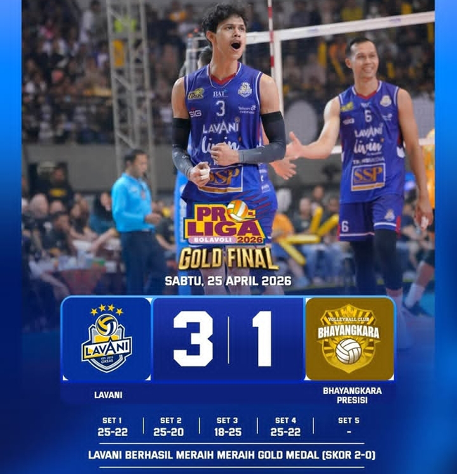 LavAni Juara Proliga 2026 Putra, Kalahkan Bhayangkara Presisi