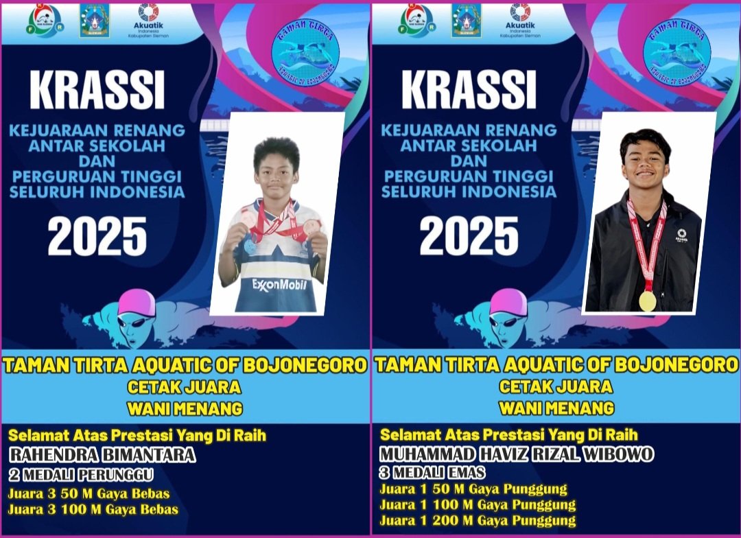 Putra Daerah Asal Bojonegoro Juarai Lomba Aquatik Nasional