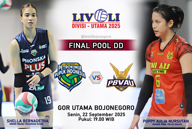 Saksikan Final di GOR Bojonegoro, Petrokimia Gresik Jumpa Lagi TNI AU Electric