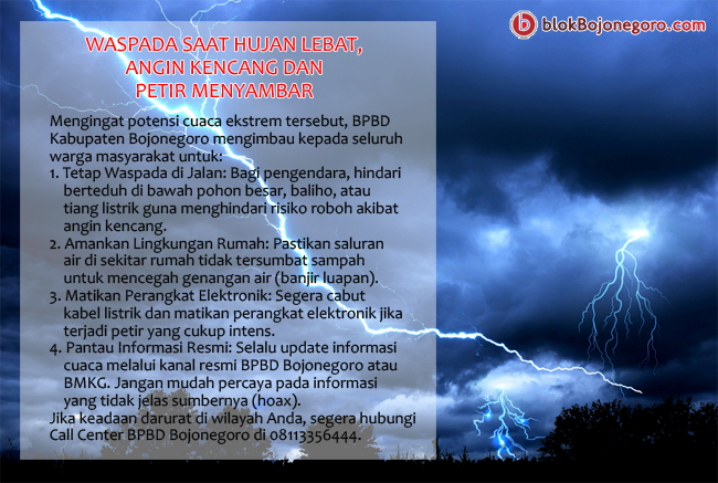 Gemuruh dan Kilatan Petir di Langit Bojonegoro, Waspada!