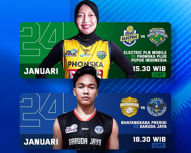 Jadwal Proliga 2026 Hari Ini: Big Match Electric PLN Vs Gresik Phonska Plus dan Bhayangkara Presisi Vs Garuda Jaya