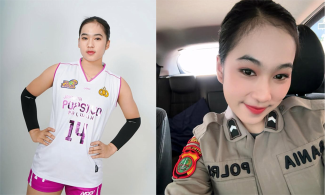 Si Cantik Sania dengan Seragam Popsivo Polwan dan...