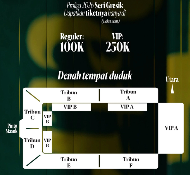 Proliga 2026 Seri Gresik: Inilah Lokasi Tempat Duduk Reguler Rp100.000 dan VIP Rp250.000