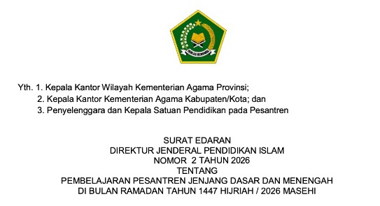 Inilah Panduan Teknis Pembelajaran Pesantren selama Ramadan 1447 Hijriah