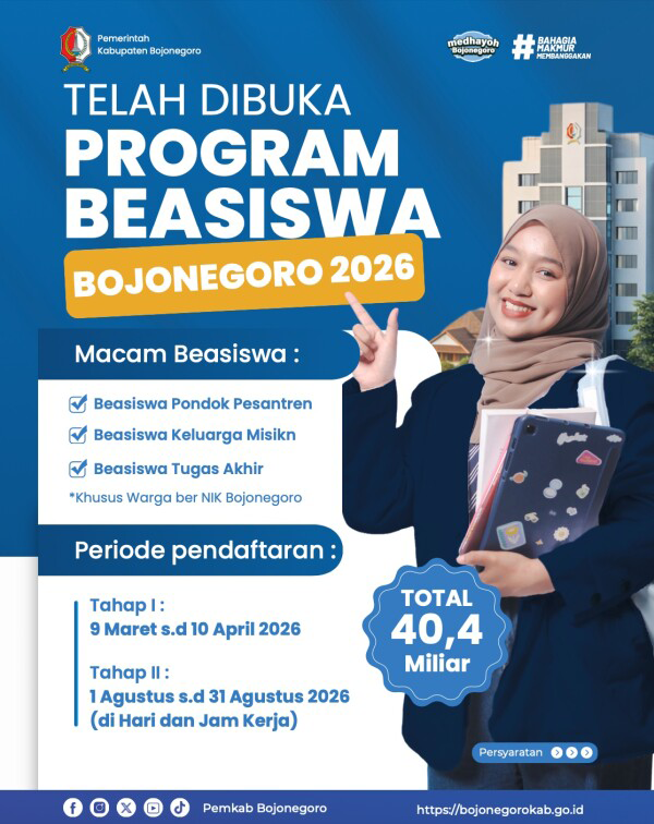 Pemkab Bojonegoro Siapkan Rp 40,4 Miliar untuk Beasiswa Tahun 2026