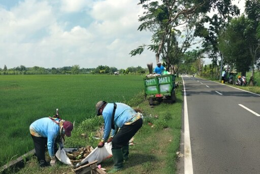 Imbau Warga Tak Buang Sampah Sembarangan, DLH Bojonegoro Sisir Sampah Liar di Jalan