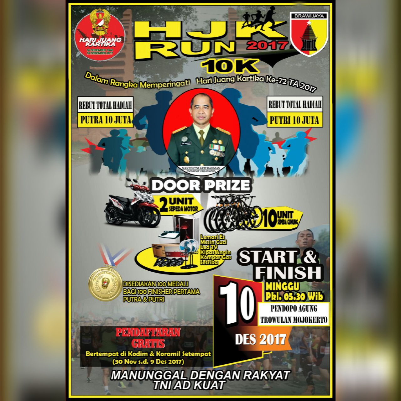 Kodim Bojonegoro Sosialisasi Jelang Lomba Lari 10 Kilometer di Mojokerto