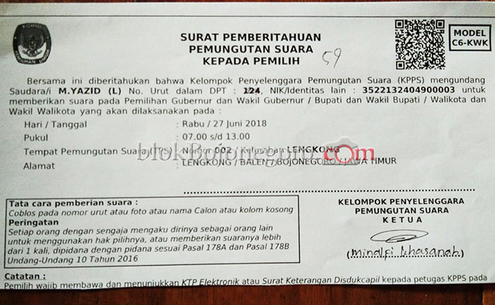 Salah Cetak, Nomor di C6 Banyak yang Dicoret