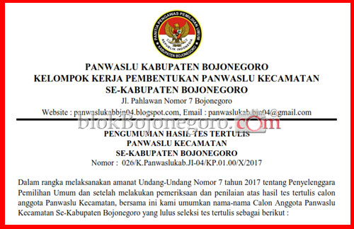 6 Besar Calon Panwascam Resmi Diumumkan