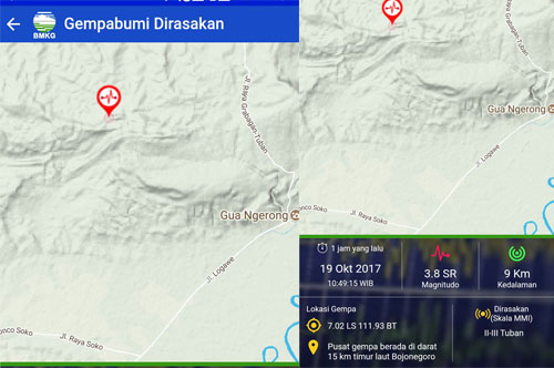Gempa Guncang Bojonegoro dan Tuban